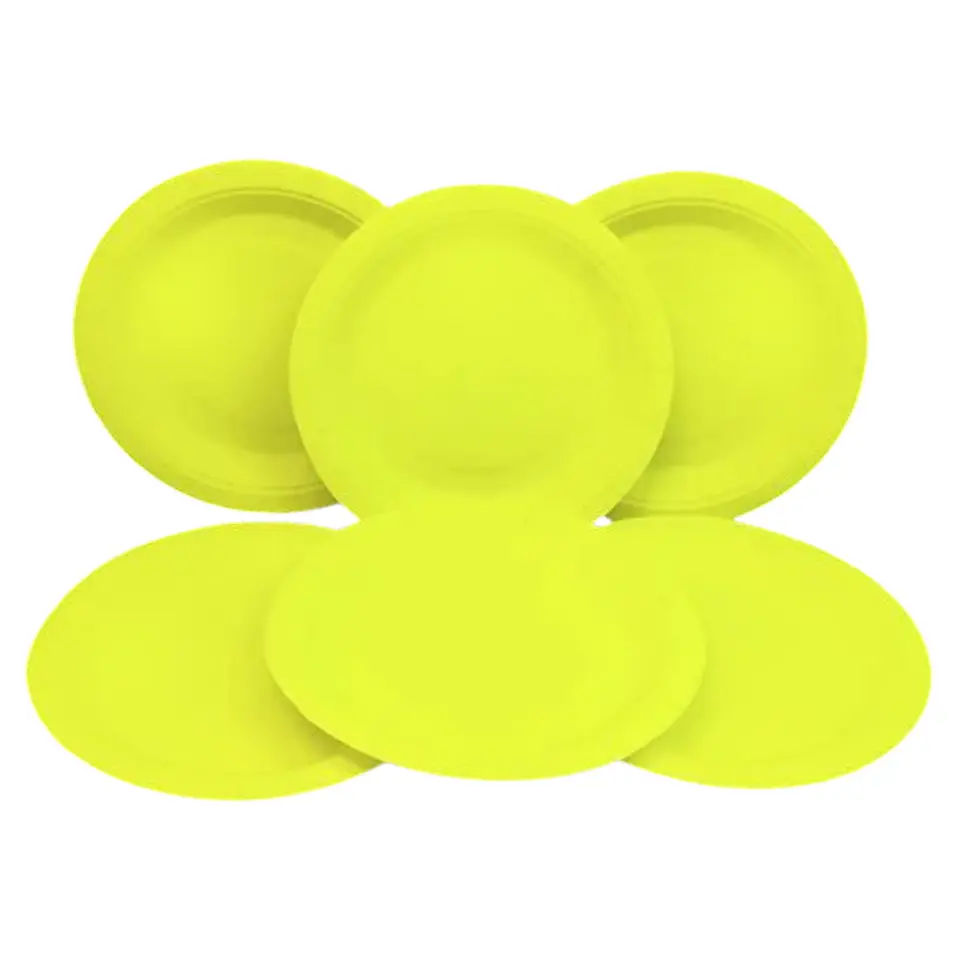 Platos de cartón Neón Flúor Amarillo x6 1
