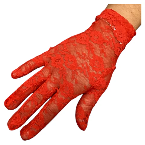 Guante Rojo Encaje Corto 21 cm 