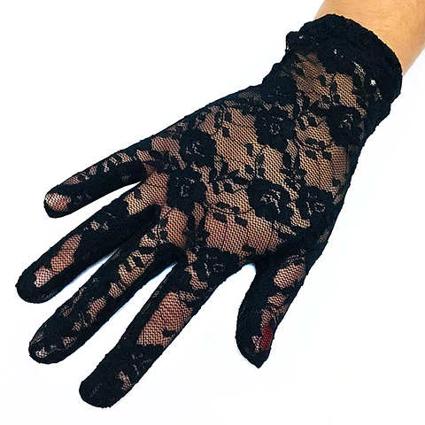 Guante Negro Encaje Corto 21 cm 