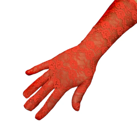 Guante Rojo Encaje Mediano 34 cm 