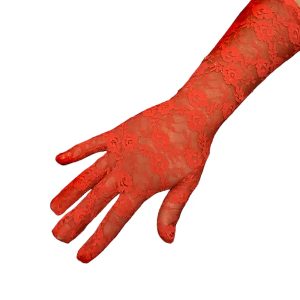 Guante Encaje Rojo Largo 45 cm  1