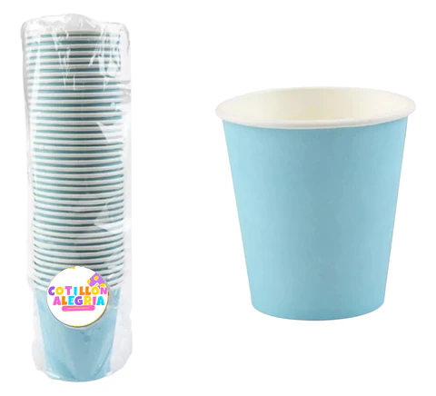 Vasos 40 unidades cartón celeste