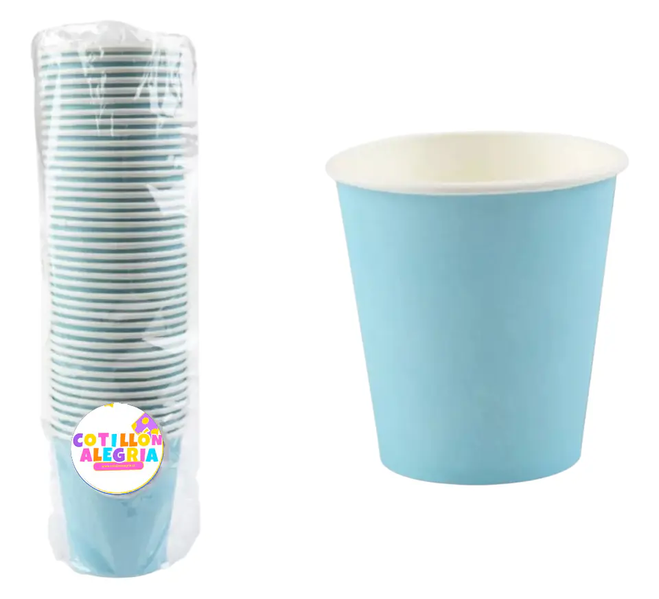 Vasos 40 unidades cartón celeste 1