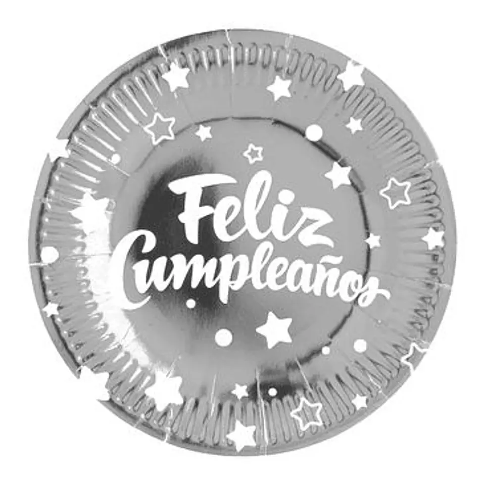 Platos feliz cumpleaños plateado x6 1
