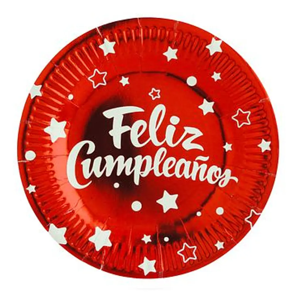Platos feliz cumpleaños rojo x6 1