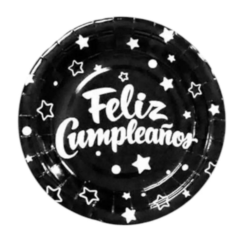 Platos feliz cumpleaños negro x6 1