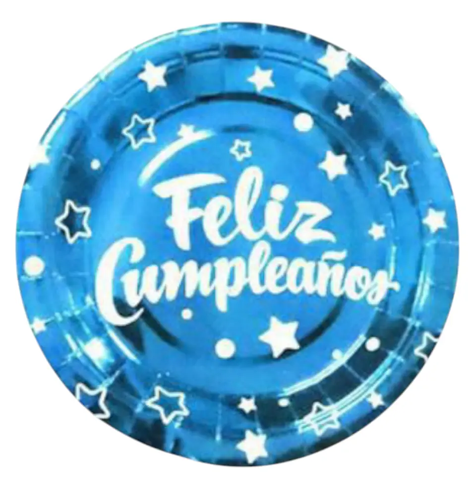 Platos feliz cumpleaños celeste x6 1