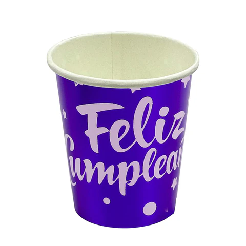 Vasos feliz cumpleaños morado x6
