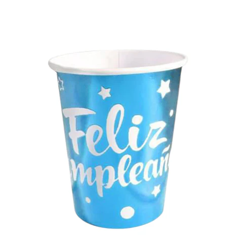 Vasos feliz cumpleaños celeste x6