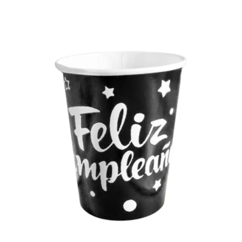 Vasos feliz cumpleaños negro x6 1