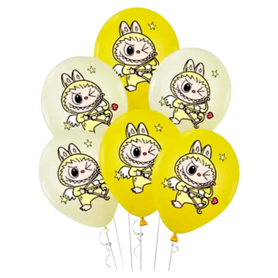 Globos Látex 30 cm Labubu Amarillo x6 1