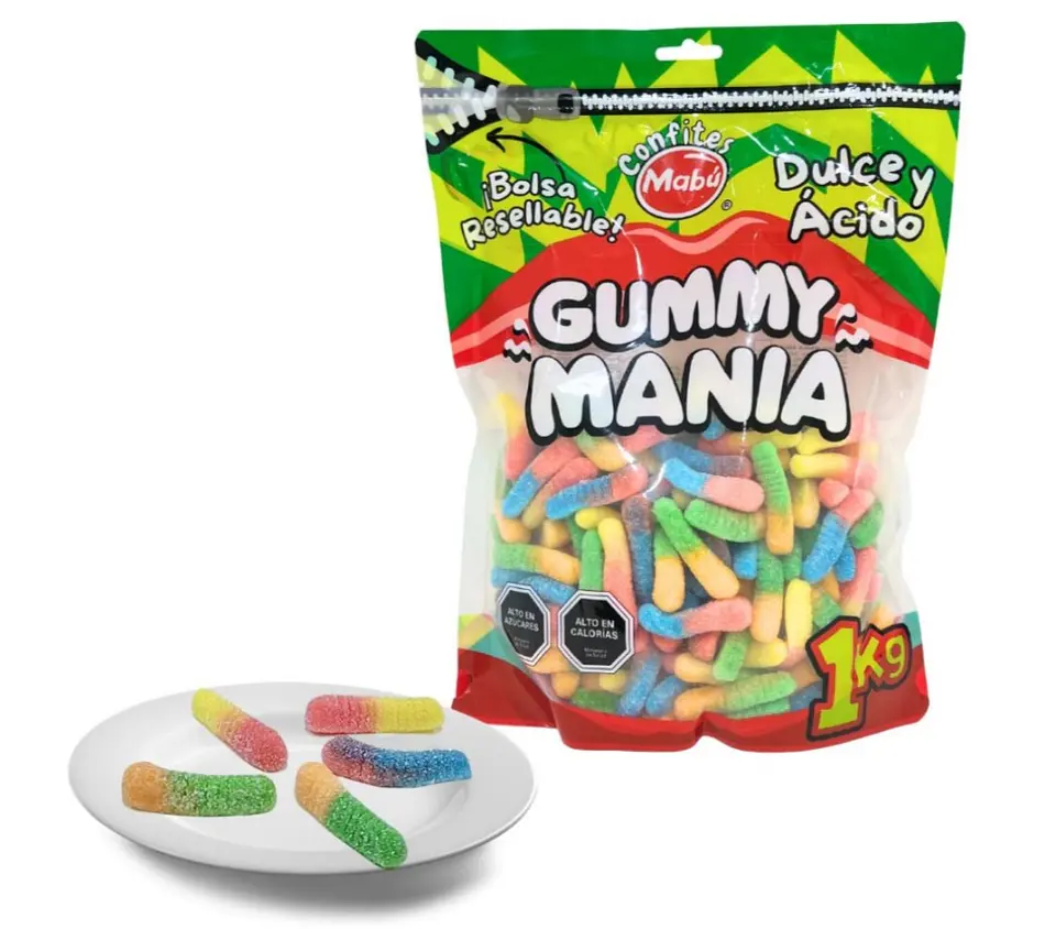 Gomitas gusanitos dulces y Ácidos bolsa grande 1kg 1