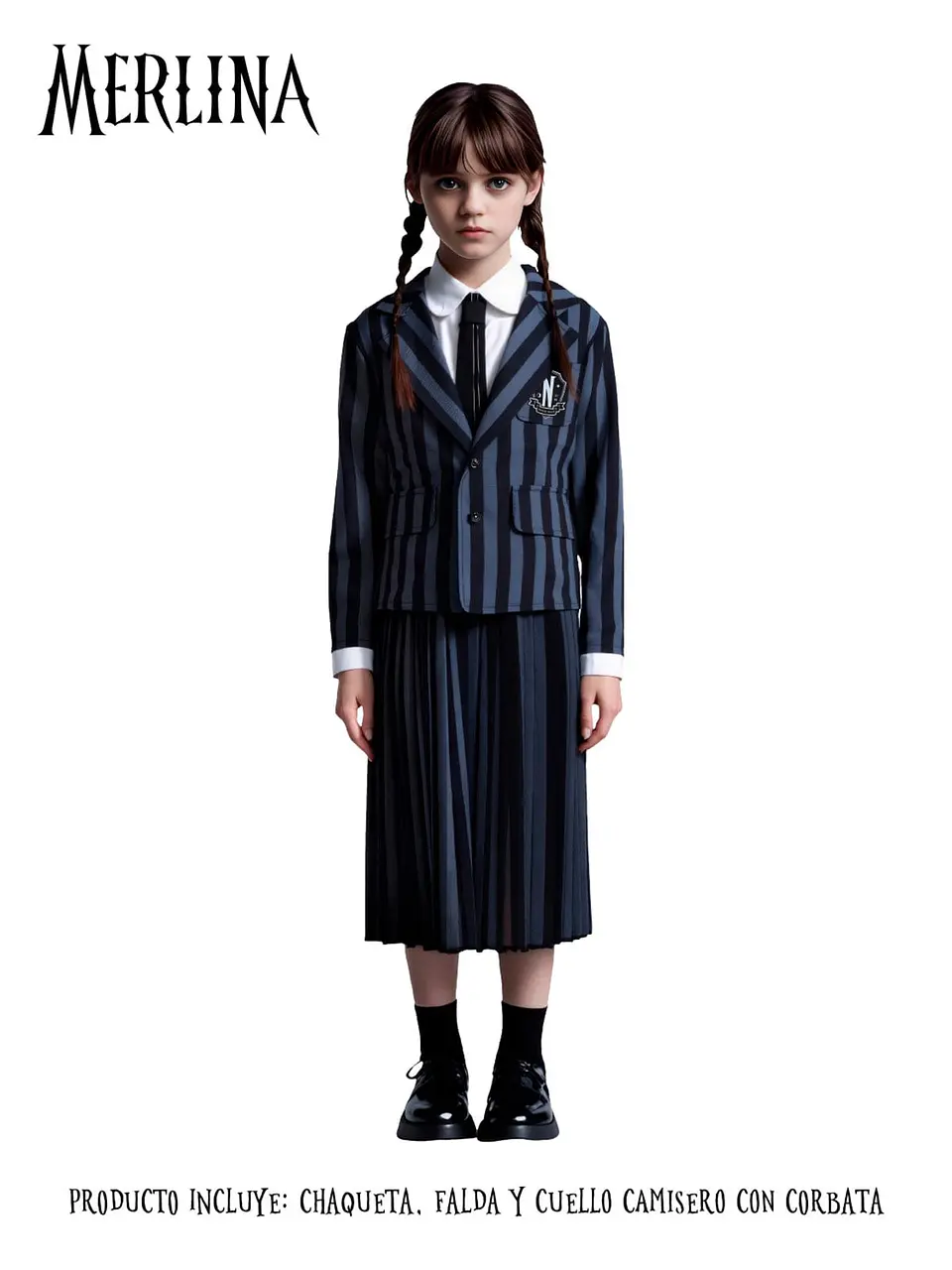 Disfraz Escolar Merlina Negro Niña 1