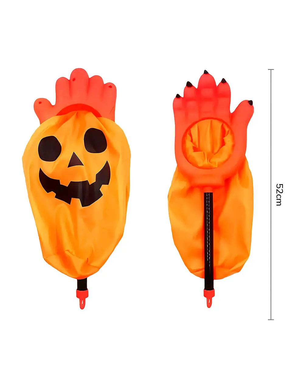 Mano con bolsa para dulces calabaza  1
