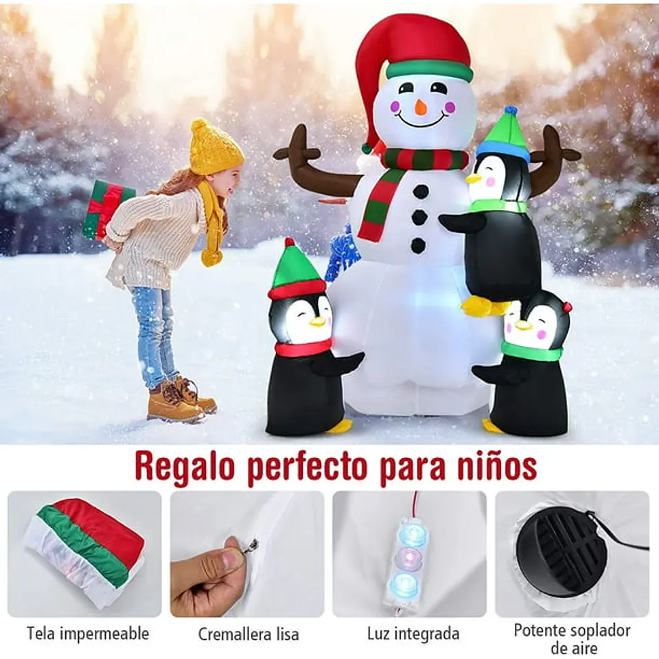 Muñeco de nieve inflable 180 cm 4
