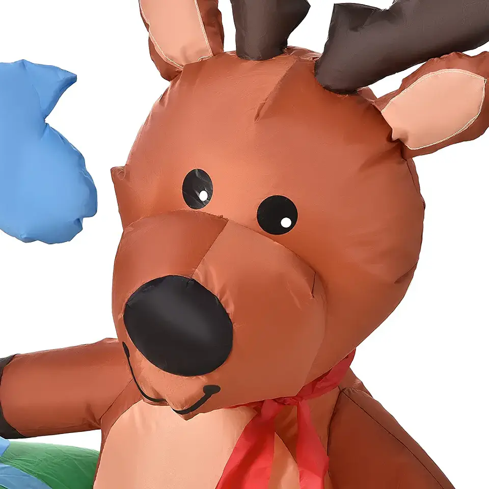 Viejo pascuero reno y duende inflable 4