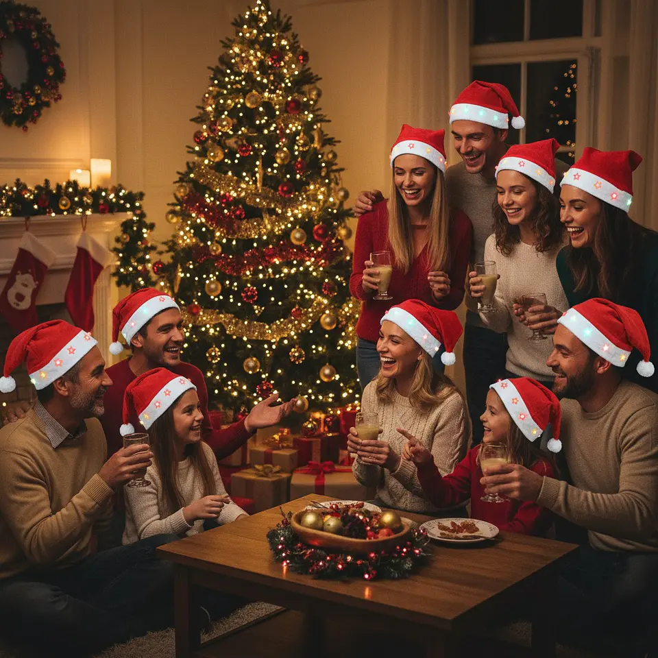 12 Gorros con luces LED para navidad  2