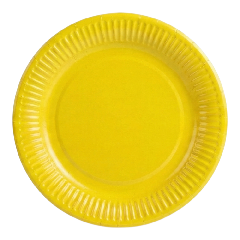 Platos de cartón amarillo 25 unidades
