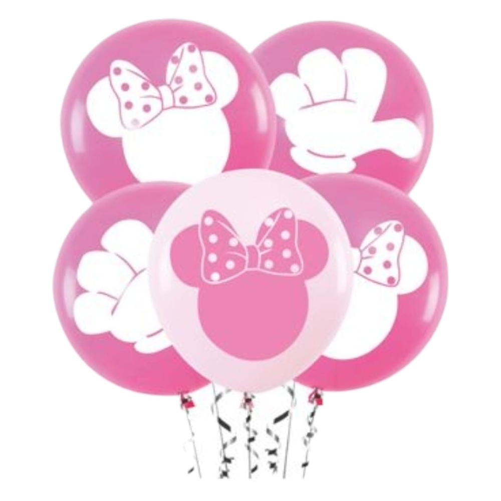 Globos látex Minnie Mouse 5 unidades 