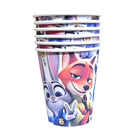 Vasos Zootopia 6 unidades 