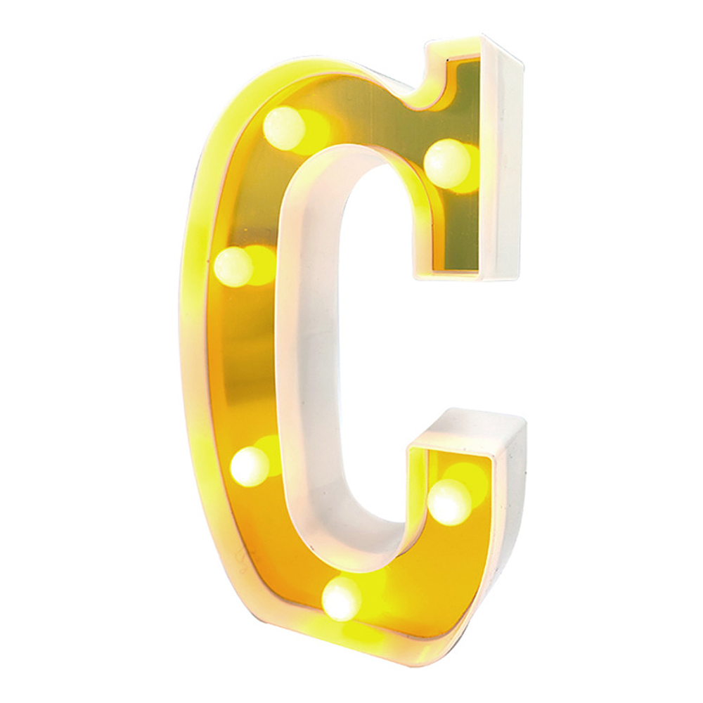 Letra C LED dorada 22 cm