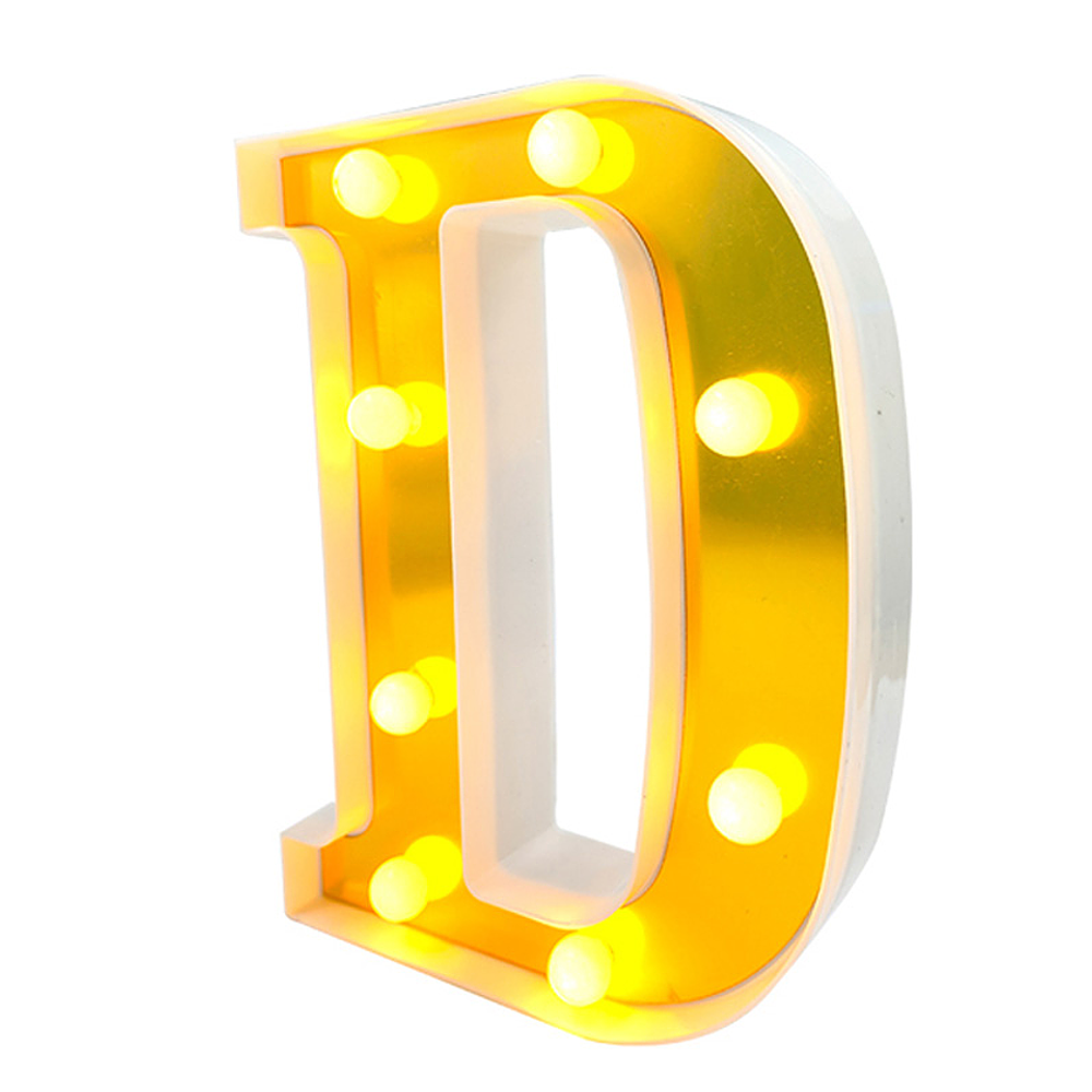 Letra D LED dorada 22 cm