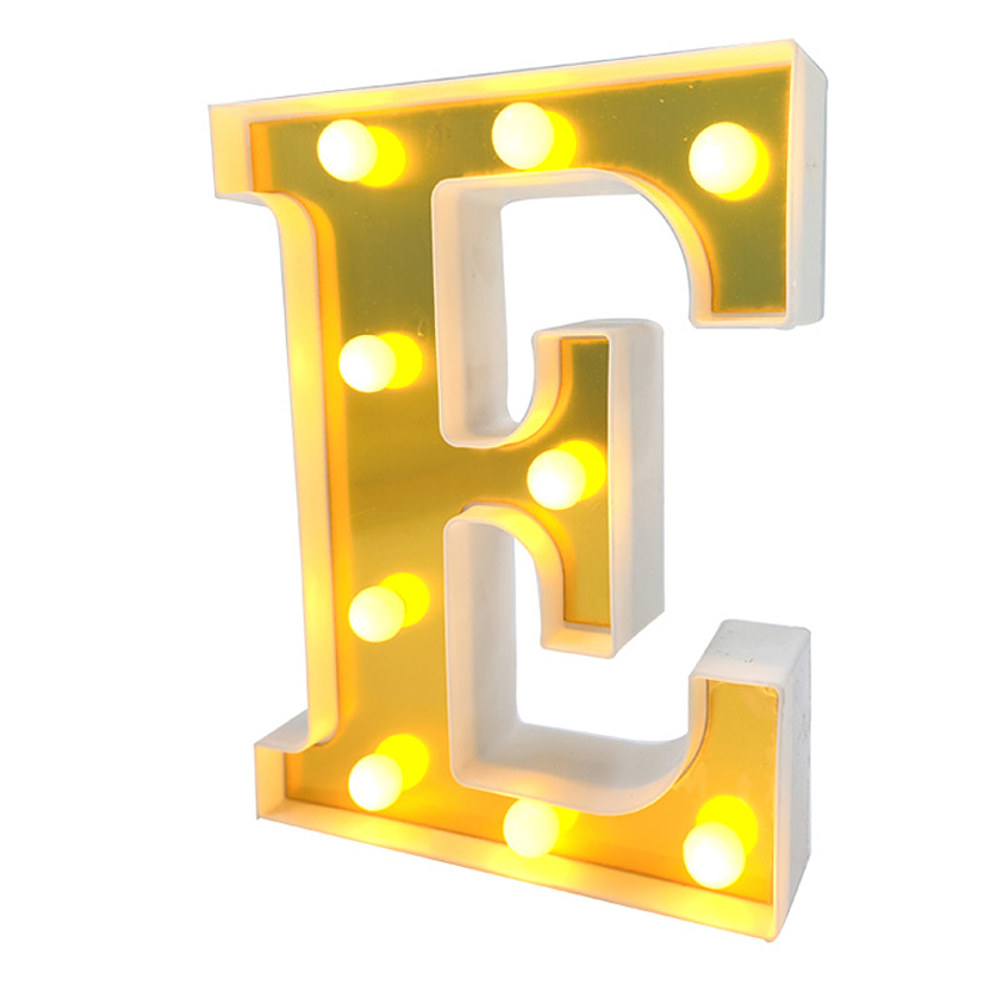 Letra E LED dorada 22 cm