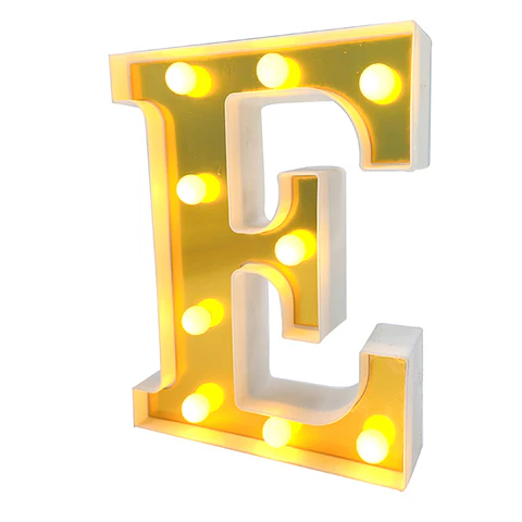 Letra E LED dorada 22 cm