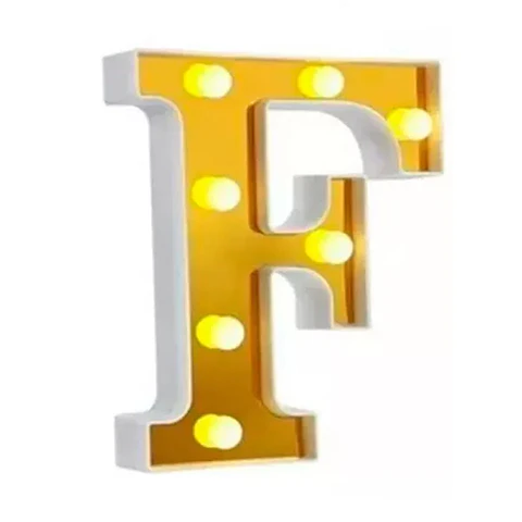 Letra F LED dorada 22 cm
