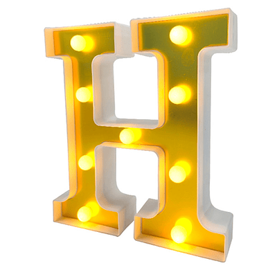 Letra H LED dorada 22 cm