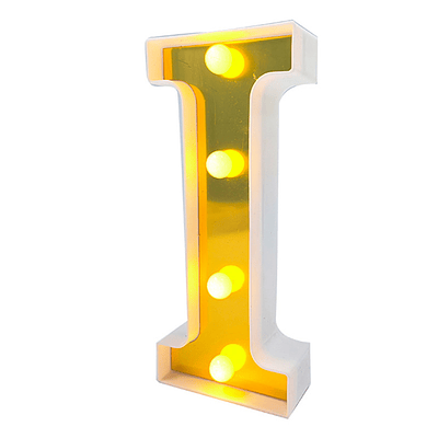 Letra I LED dorada 22 cm