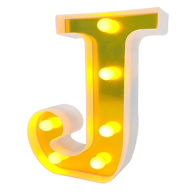 Letra J LED dorada 22 cm