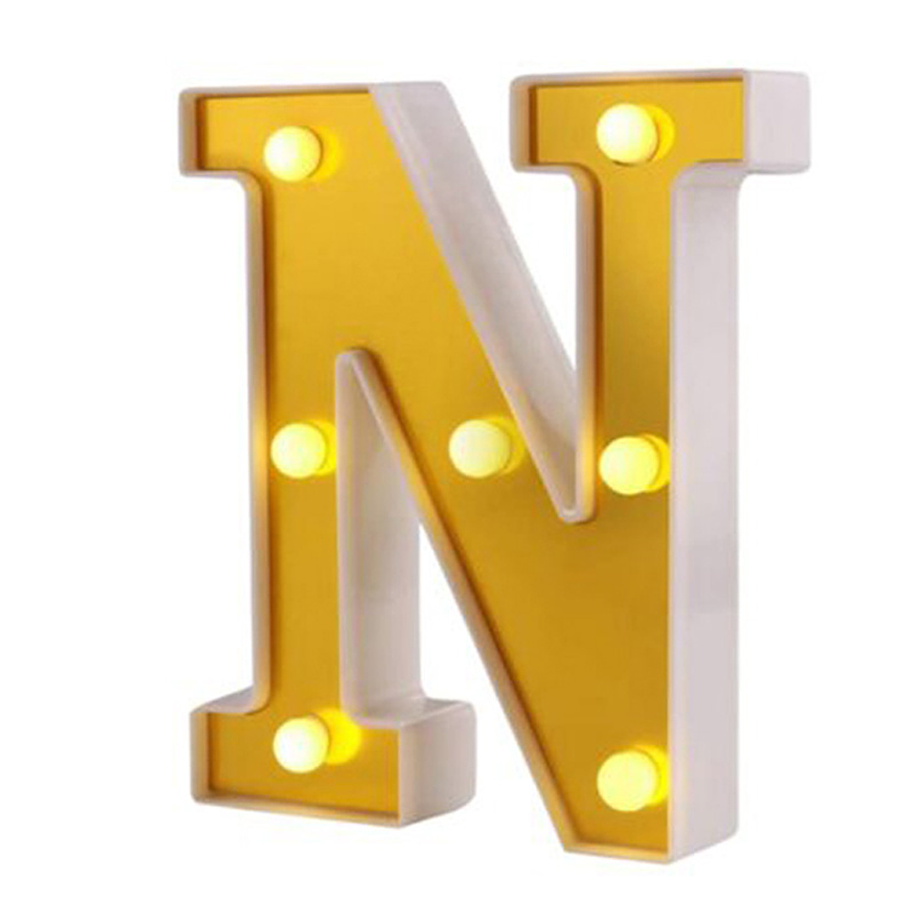Letra N LED dorada 22 cm