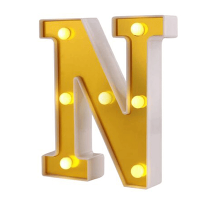 Letra N LED dorada 22 cm