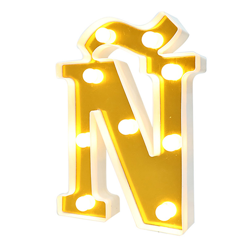 Letra Ñ LED dorada 22 cm