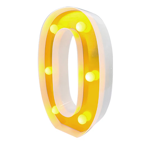 Letra O LED dorada 22 cm