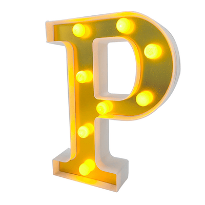 Letra P LED dorada 22 cm