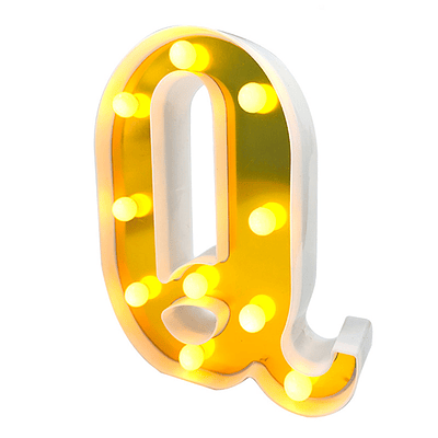 Letra Q LED dorada 22 cm