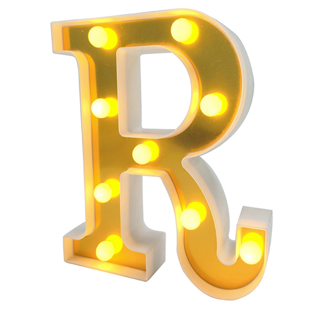 Letra R LED dorada 22 cm
