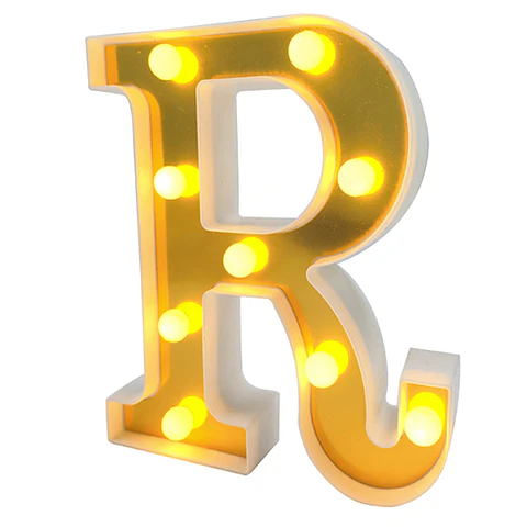 Letra R LED dorada 22 cm