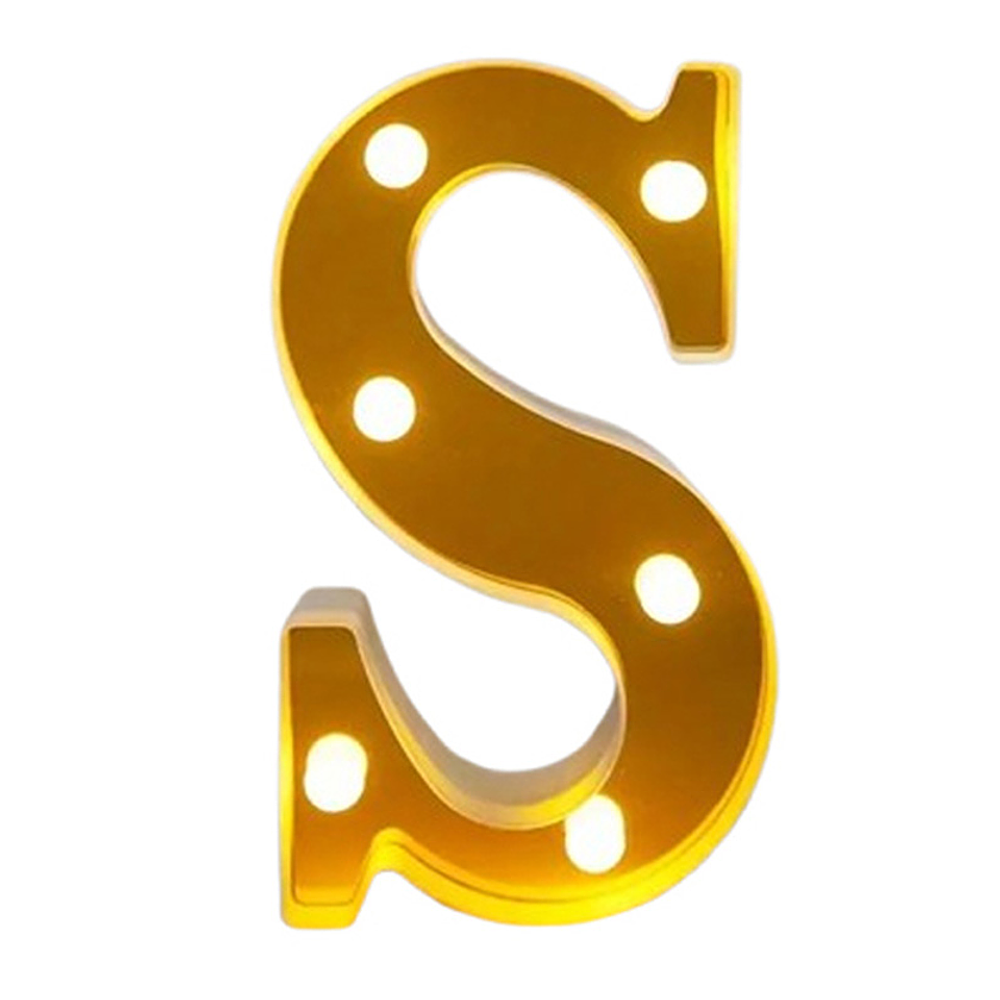 Letra S LED dorada 22 cm