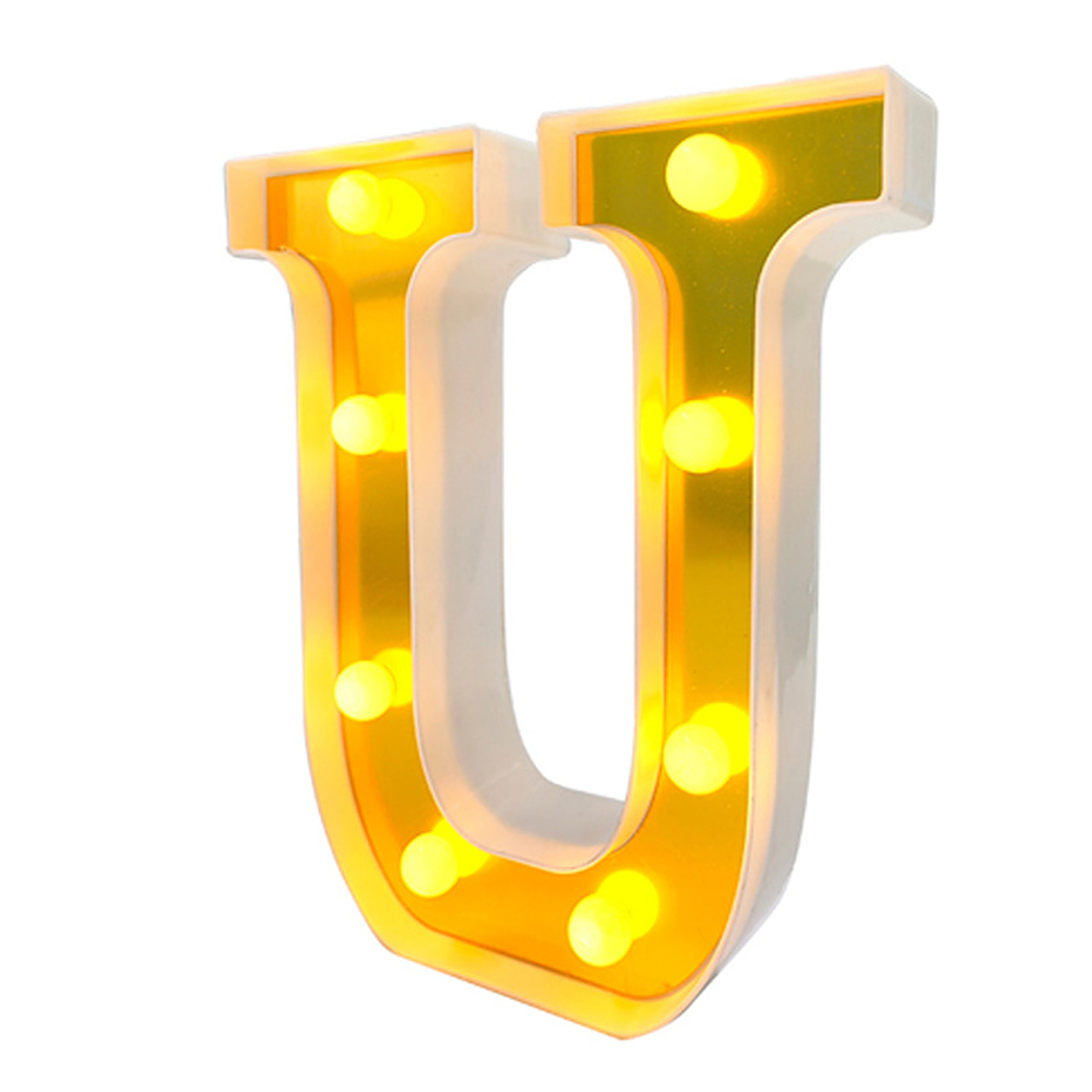 Letra U LED dorada 22 cm