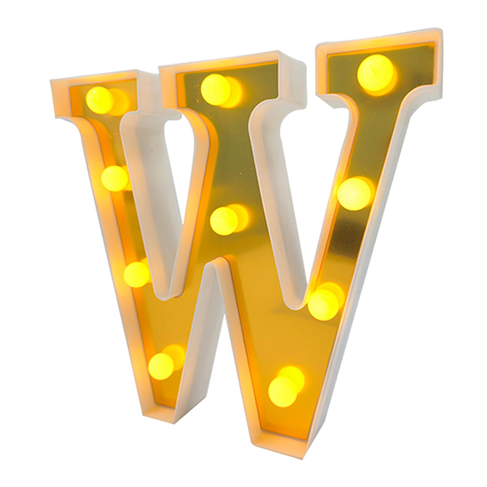 Letra W LED dorada 22 cm