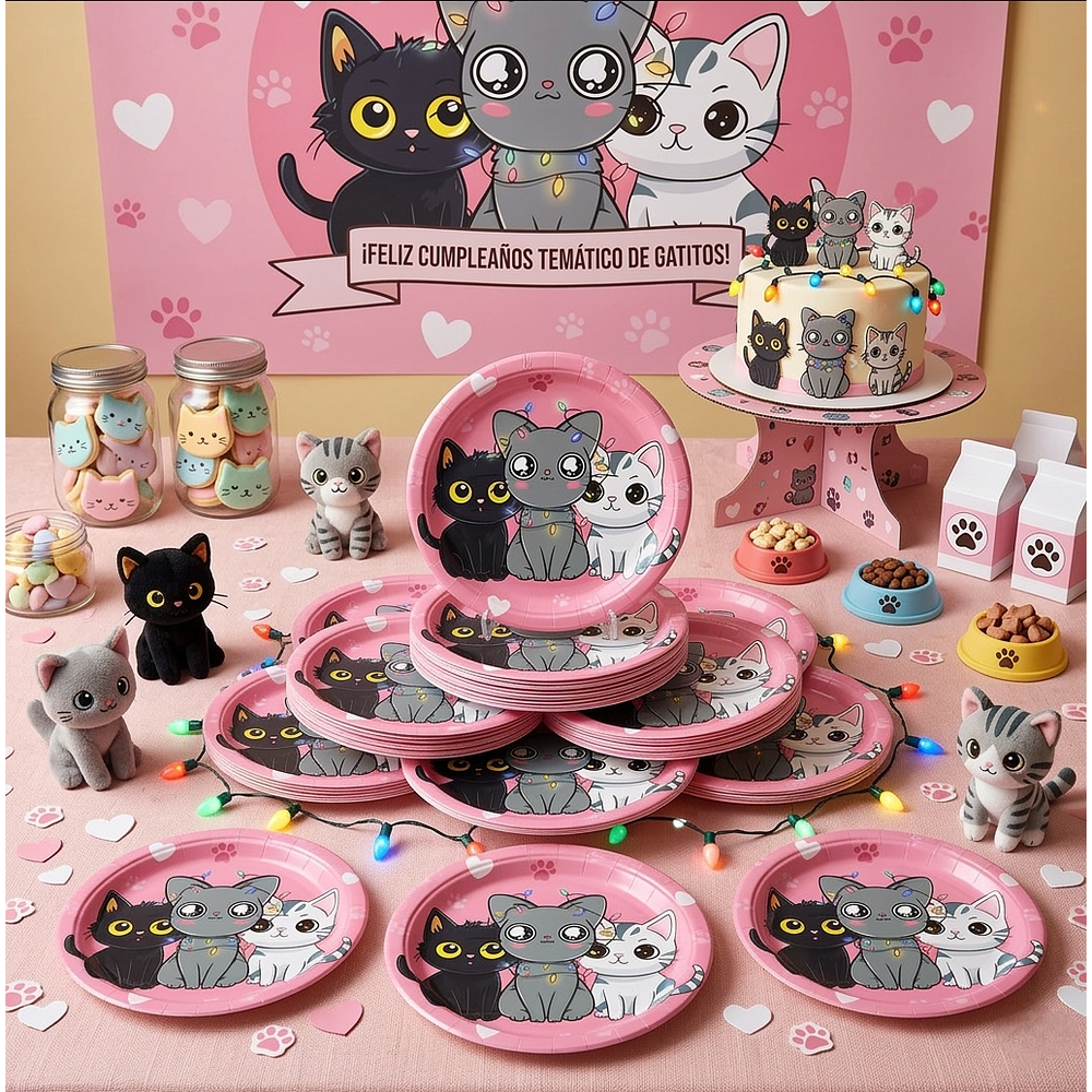 Platos gatos 6 unidades 