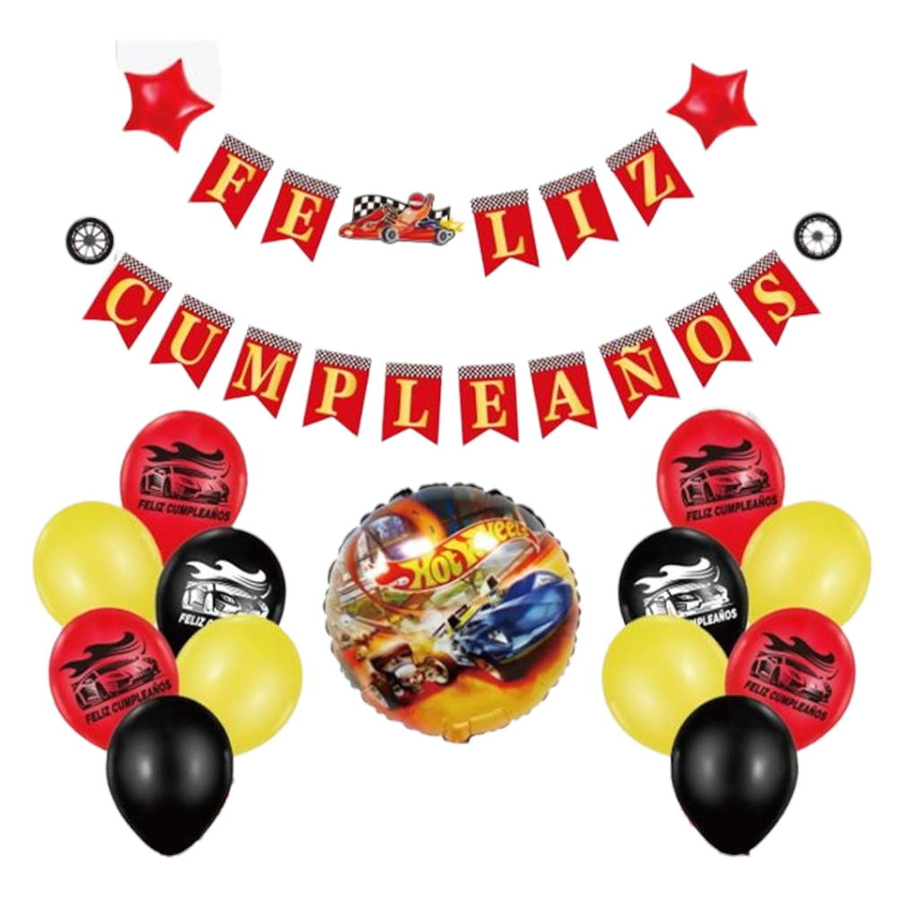 Decoración hotwheels 18 piezas 