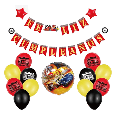 Decoración hotwheels 18 piezas 