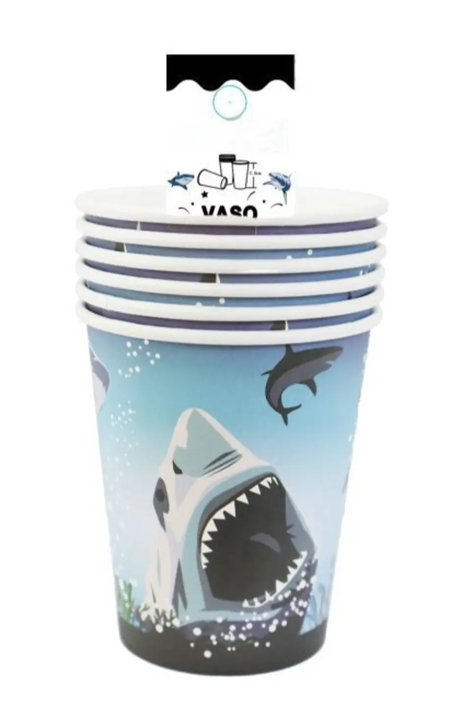 Vasos tiburon 6 piezas  1