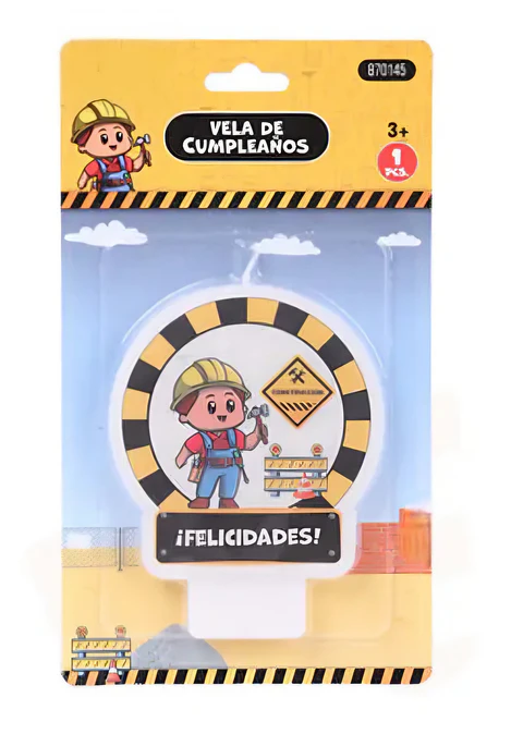Vela cumpleaños construcción 