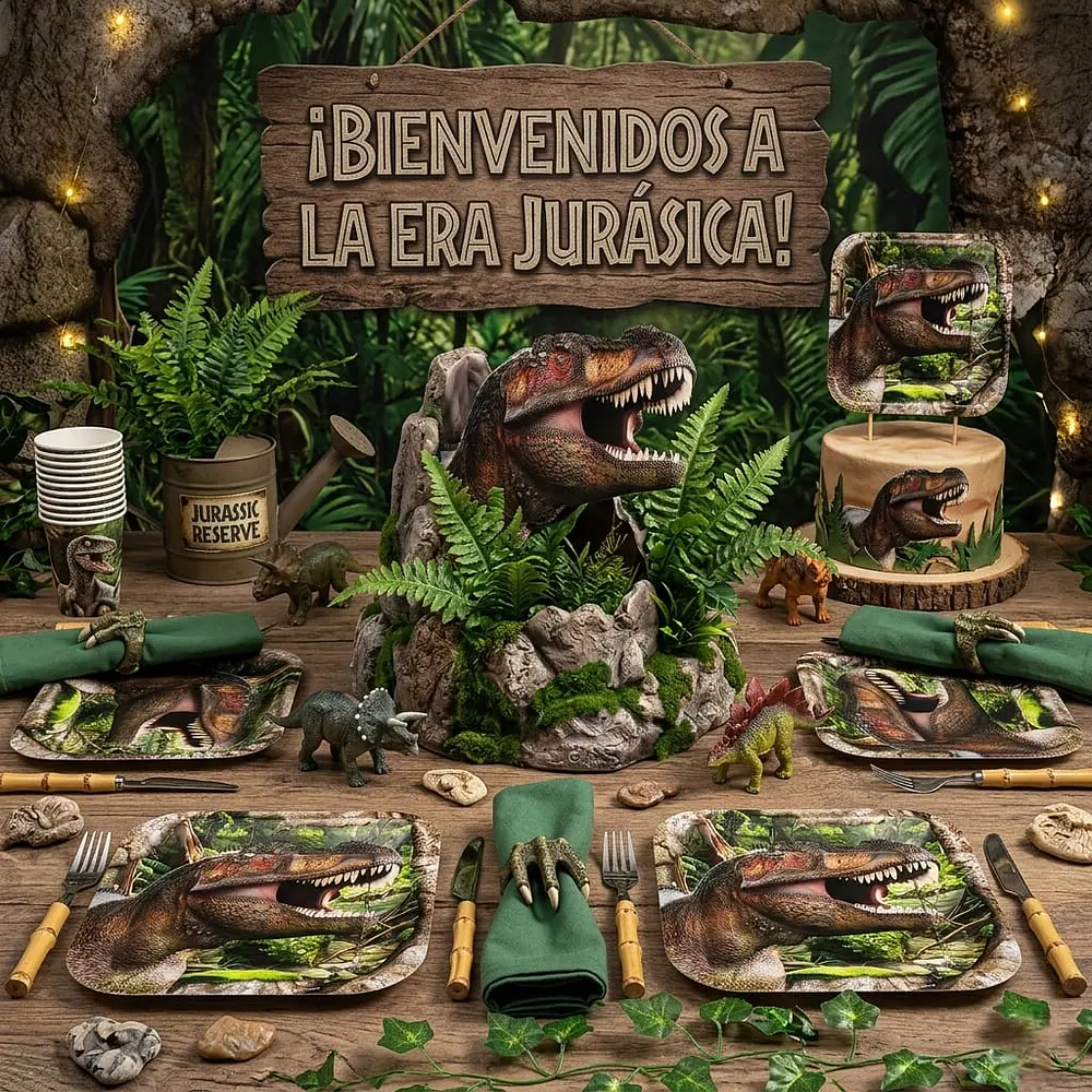 Platos Dinosaurio T-Rex 6 unidades