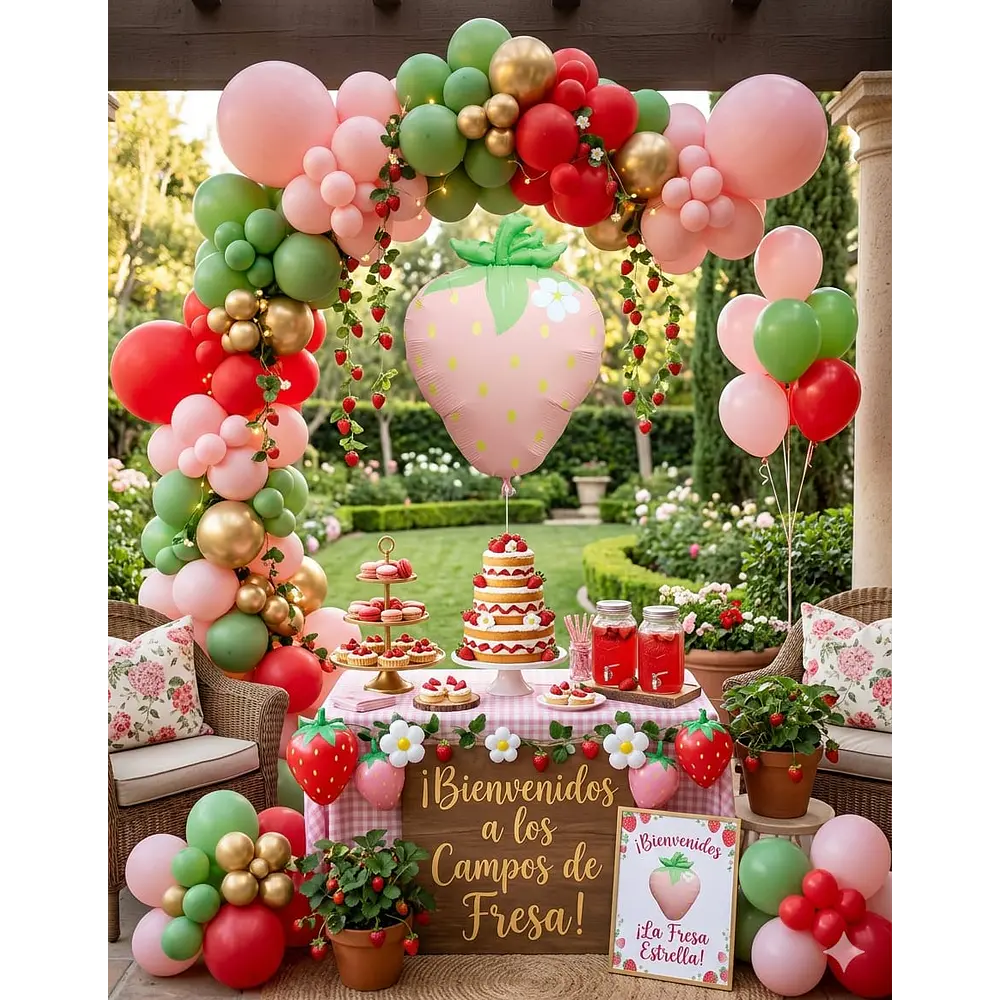 Globo frutilla pastel